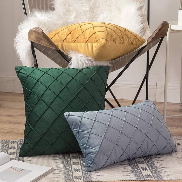 MIULEE Velvet Throw Pillow Covers Decorative Square Soft Solid Pillowcase 2 Pack