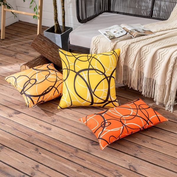 MIULEE Outdoor Waterproof Pillow Covers Stripe Geometric Pattern Decorative Garden Cushion Sham Square Lumbar Throw Pillowcase 2 Pack