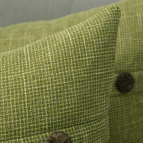 Miulee Green Decorative Linen Throw Pillow Covers Triple Button Vintage Farmhouse Cushion Case 2 Pack.