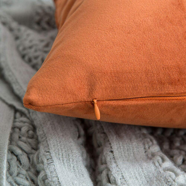 Miulee Velvet Pillow Covers Orange Decorative Square Pillowcase Soft Solid Cushion Case 2 Pack.
