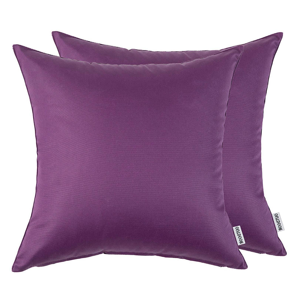 Miulee Purple Decorative Outdoor Waterproof Pillow Covers Square Garden Cushion Sham Throw Pillowcase Shell 2 Pack.
