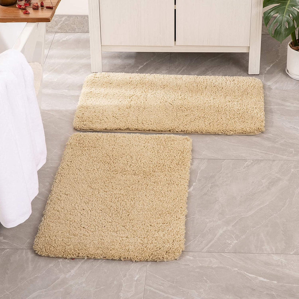 MIULEE Non Slip Shaggy Bathroom Rugs Extra Thick Soft Bath Mats Plush Microfiber Absorbent Water for Tub Shower 2 Pack