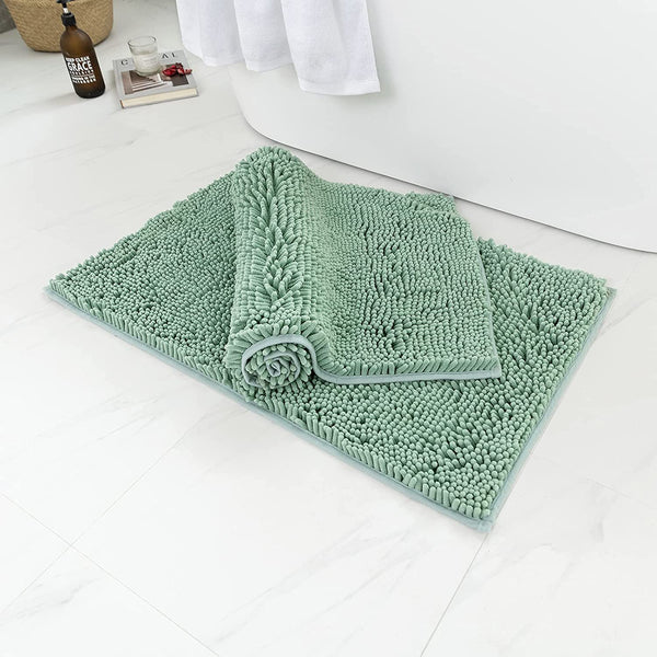 MIULEE Luxury Chenille Bathroom Rugs Non Slip Soft Shaggy Bath Mats Extra Absorbent for Tub Shower and Bath Room 2 Pack