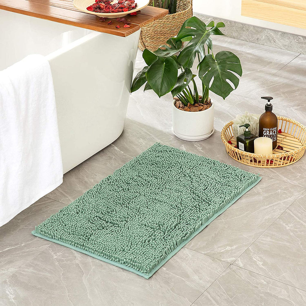 MIULEE Luxury Chenille Bathroom Rugs Non Slip Soft Shaggy Bath Mats Extra Absorbent for Tub Shower and Bath Room 2 Pack