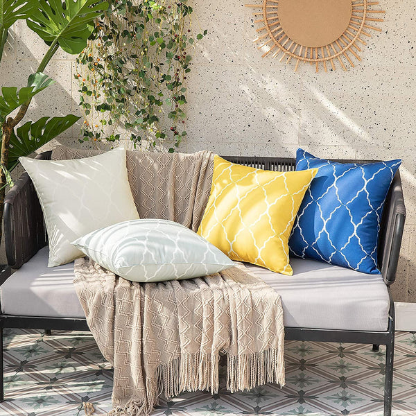 MIULEE Outdoor Waterproof Throw Pillow Covers Morocco Geometric Pattern Pillowcases Decorative Cushion Cases 2 Pack
