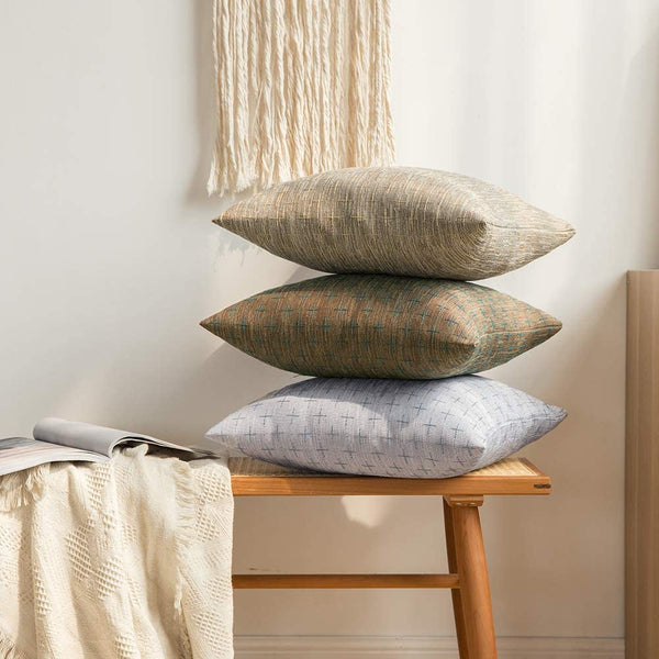 MIULEE Decorative Burlap Linen Throw Pillow Covers Modern Farmhouse Pillowcase Rustic Woven Textured Cushion Cover 2 Pack