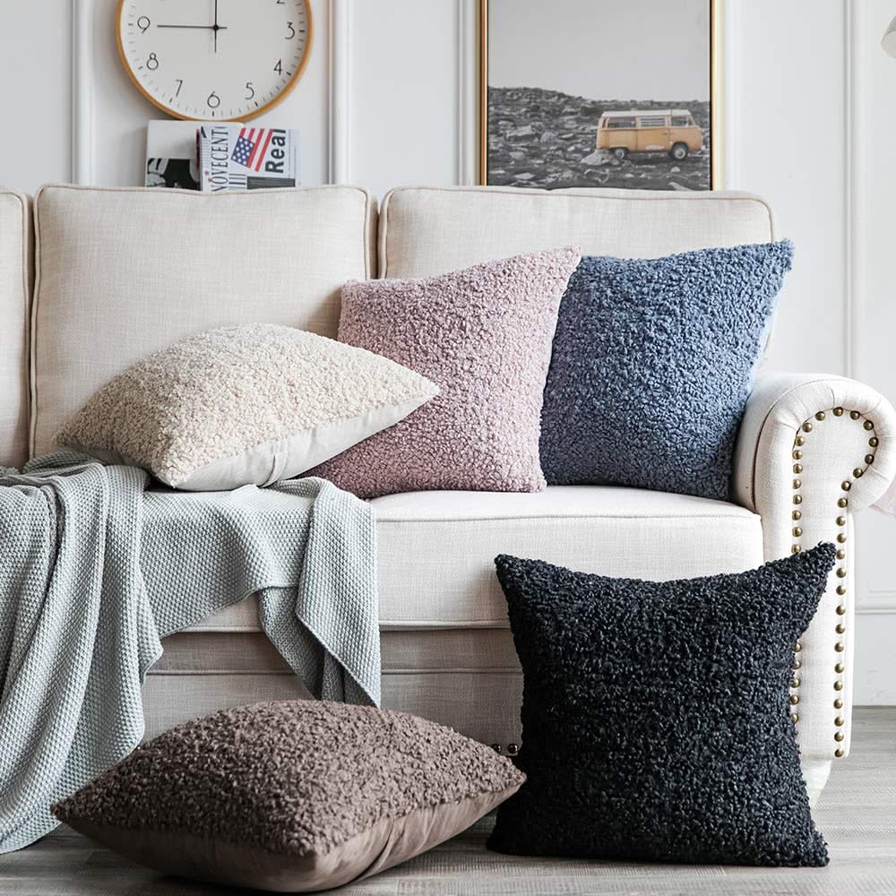 Miulee Decorative Faux Fur Throw Pillow Covers Super Soft Wool Pillow