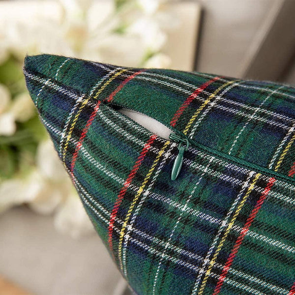MIULEE Green Scottish Tartan Plaid Throw Pillow Covers Farmhouse Classic Decorative Cushion Cases 2 Pack.