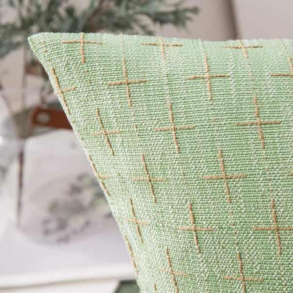 MIULEE Green Decorative Burlap Linen Throw Pillow Covers Modern Farmhouse Pillowcase Rustic Woven Textured Cushion Cover 2 Pack
