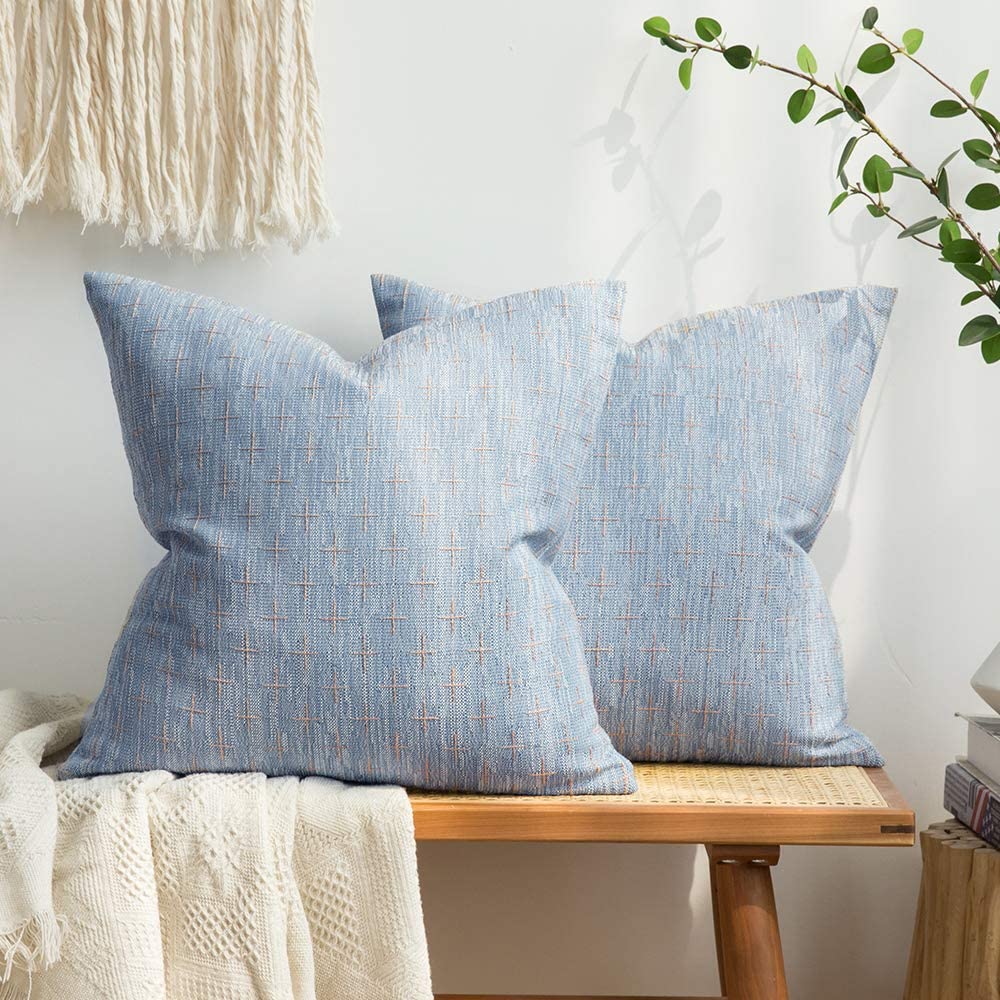 MIULEE Decorative Burlap Linen Throw Pillow Covers Modern Farmhouse Pillowcase Rustic Woven Textured Cushion Cover 2 Pack