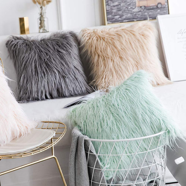 Miulee Faux Fur Throw Pillow Cover Decorative New Luxury Series Style Cushion Case 2 Pack.