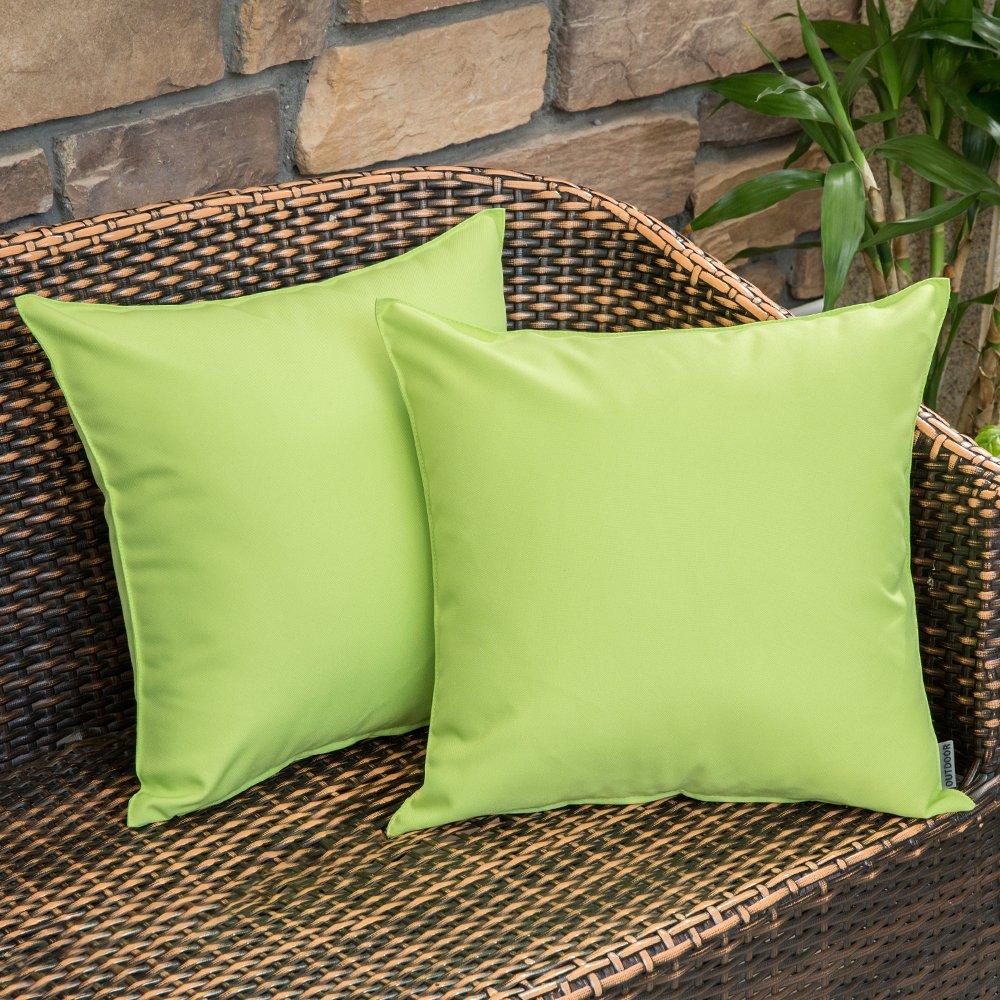 Miulee Pale Green Decorative Outdoor Waterproof Pillow Covers Square Garden Cushion Sham Throw Pillowcase Shell 2 Pack.