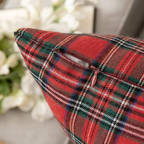 MIULEE Red Scottish Tartan Plaid Throw Pillow Covers Farmhouse Classic Decorative Cushion Cases 2 Pack.