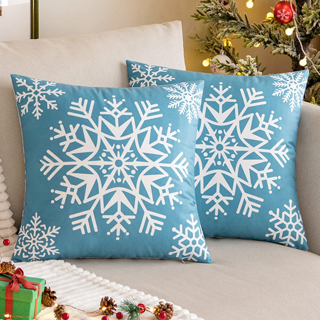 MIULEE Christmas Holiday Decor Pillow Covers Snowflake Decorative Throw Cushion 2 Pack
