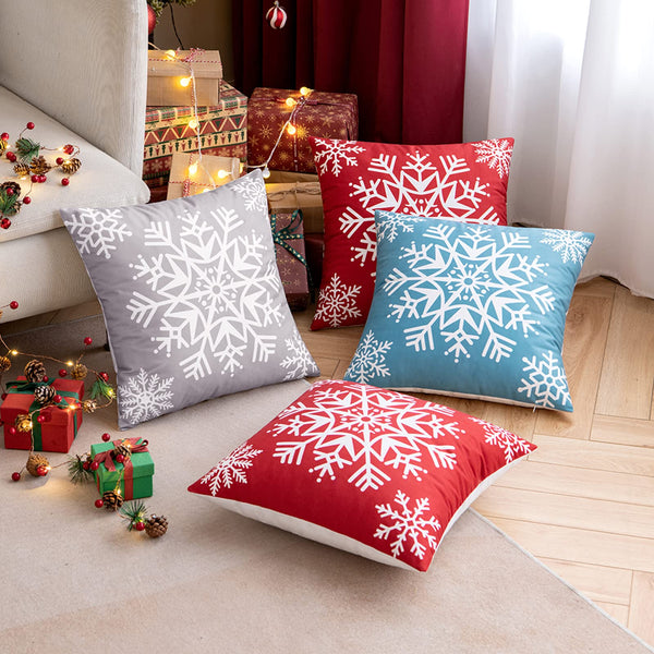 MIULEE Christmas Holiday Decor Pillow Covers Snowflake Decorative Throw Cushion 2 Pack