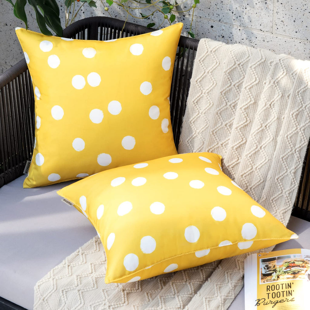 MIULEE Outdoor Throw Pillow Covers Waterproof Lumbar Cushion Cases Polka Dots for Patio Garden Sofa Balcony Couch 2 Pack