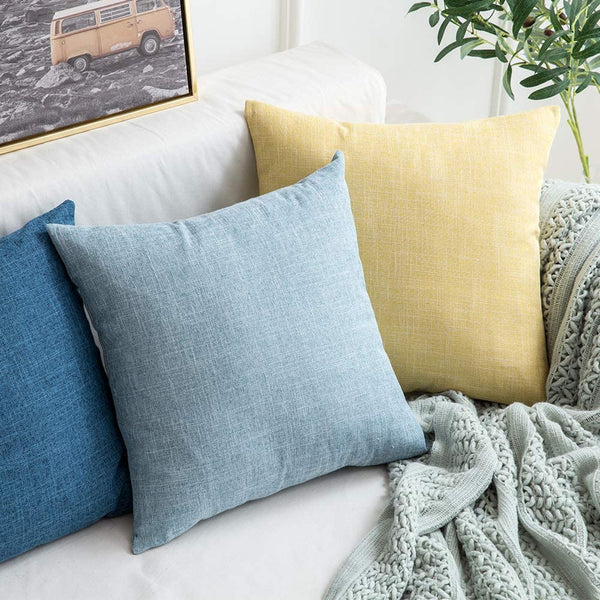 Miulee Decorative Throw Pillow Covers Linen Burlap Square Solid Farmhouse Modern Concise Throw Cushion Case Pillowcase 2 Pack
