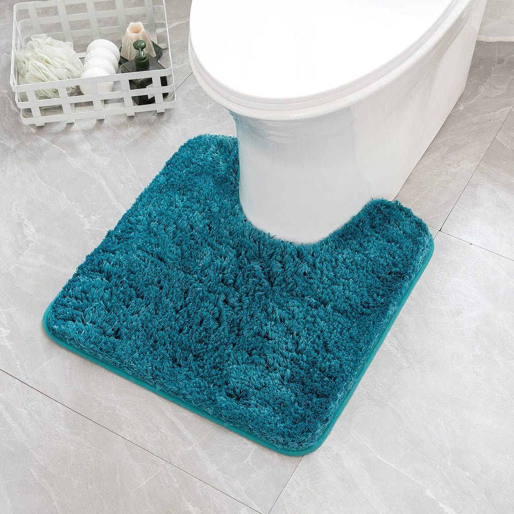 MIULEE Microfiber Toilet Bath Mat U-Shaped Contour Shaggy Bathroom Rug