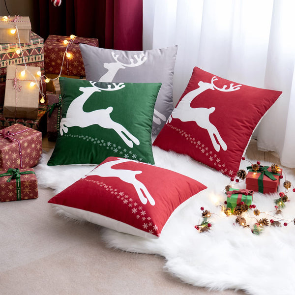 MIULEE Christmas Throw Pillow Covers Reindeer for Winter 2 Pack