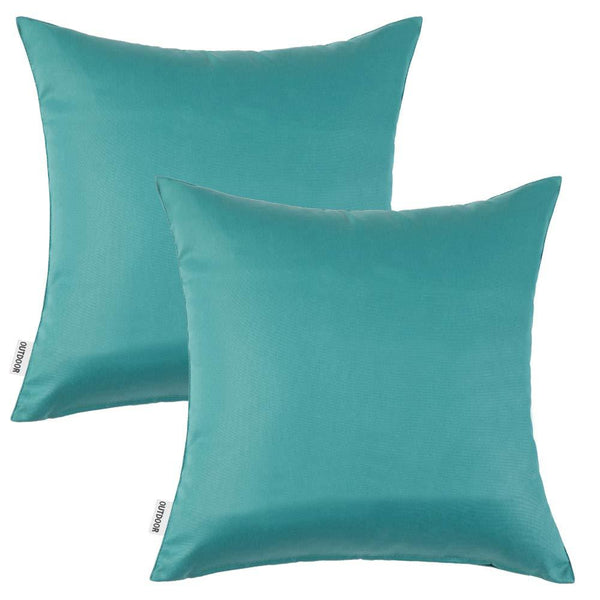 Miulee Teal Decorative Outdoor Waterproof Pillow Covers Square Garden Cushion Sham Throw Pillowcase Shell 2 Pack.