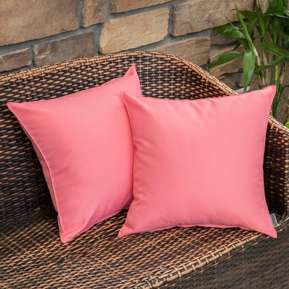 Miulee Pink Decorative Outdoor Waterproof Pillow Covers Square Garden Cushion Sham Throw Pillowcase Shell 2 Pack.