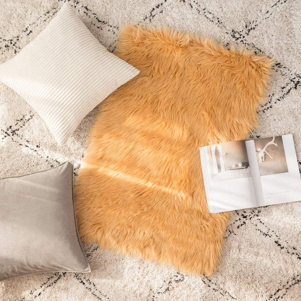 MIULEE Brown Luxury Super Soft Fluffy Area Rug Faux Fur Rectangle Rug Decorative Plush Shaggy Carpet 1 Pack