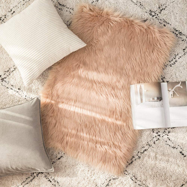 MIULEE Khaki Luxury Super Soft Fluffy Area Rug Faux Fur Rectangle Rug Decorative Plush Shaggy Carpet 1 Pack