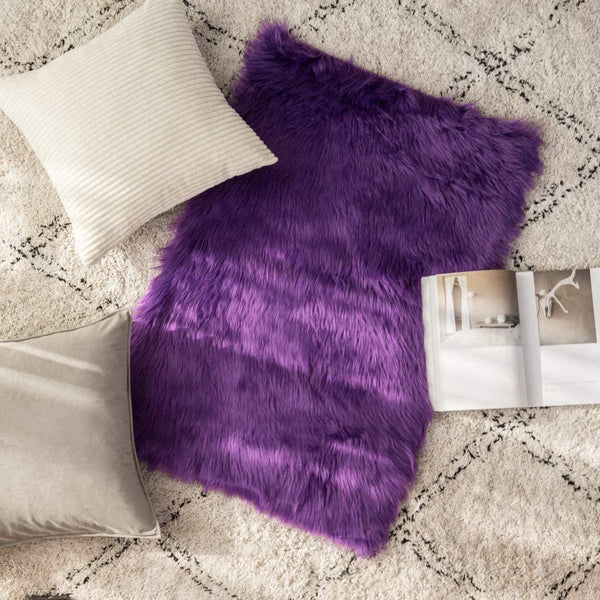 MIULEE Purple Luxury Super Soft Fluffy Area Rug Faux Fur Rectangle Rug Decorative Plush Shaggy Carpet 1 Pack
