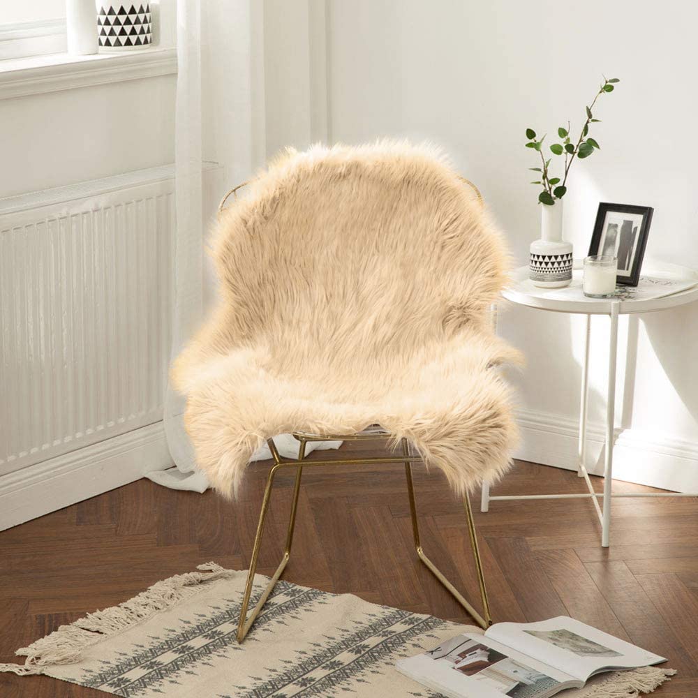 MIULEE Beige Luxury Super Soft Fluffy Area Rug Faux Fur Rectangle Rug Decorative Plush Shaggy Carpet 1 Pack