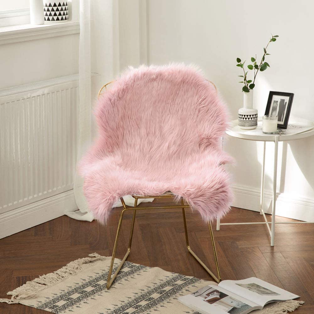 MIULEE Pink Luxury Super Soft Fluffy Area Rug Faux Fur Rectangle Rug Decorative Plush Shaggy Carpet 1 Pack