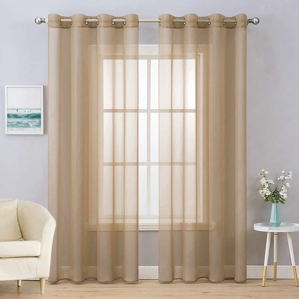 MIULEE Solid Sheer Curtains Elegant Grommet Window Voile Panels Drapes Treatment 2 Panels.