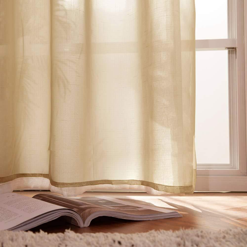 Miulee Taupe Brown Solid Sheer Curtains Elegant Grommet Window Voile Panels Ds Treatment 2 Miuleehome