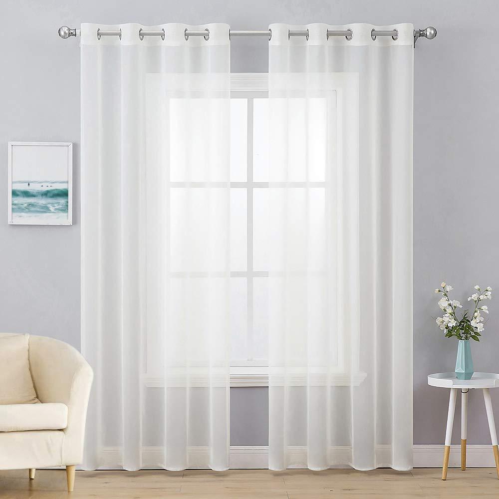 MIULEE Ivory Solid Sheer Curtains Elegant Grommet Window Voile Panels Drapes Treatment 2 Panels.