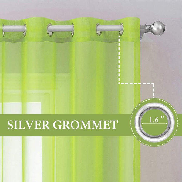 MIULEE Green Solid Sheer Curtains Elegant Grommet Window Voile Panels Drapes Treatment 2 Panels.