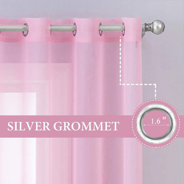 MIULEE Pink Solid Sheer Curtains Elegant Grommet Window Voile Panels Drapes Treatment 2 Panels.