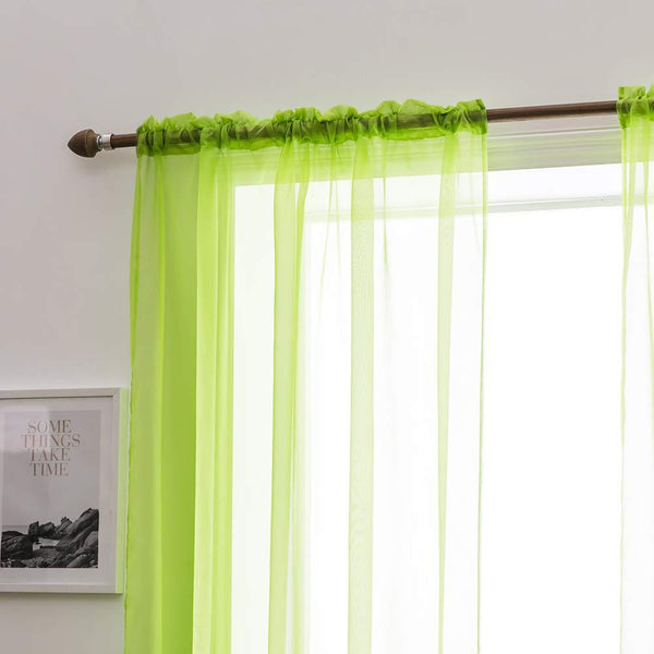 MIULEE Green Solid Color Sheer Window Curtains for Bedroom Living Room Christmas Decor 2 Panels.