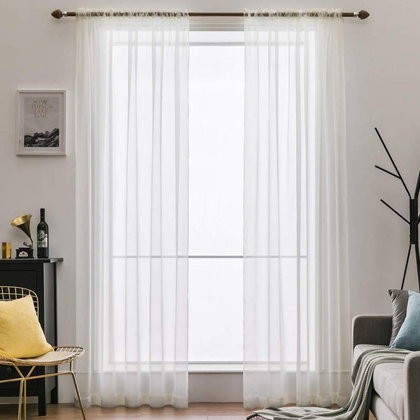 MIULEE Christmas Solid Color Sheer Window Curtains for Bedroom Living Room Decor 2 Panels.