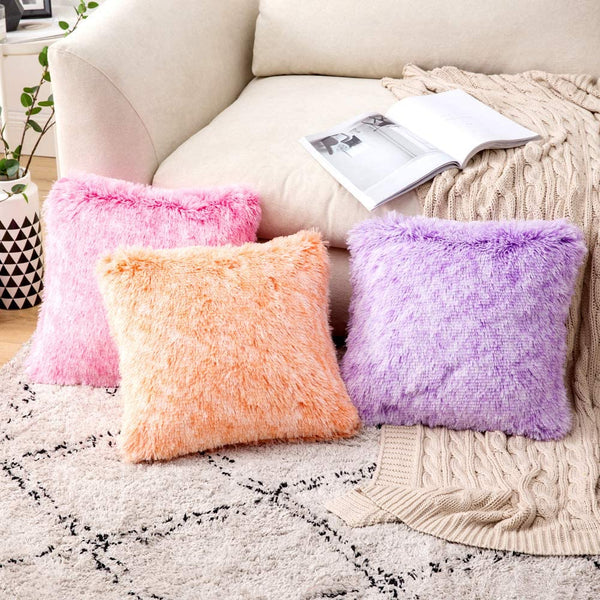 MIULEE Giveaway Ultra Soft Fluffy Throw Pillow Covers Decorative Plush Shaggy Double-Sided Faux Fur Pillow Cases Cushions Covers for Sofa 2 Pack