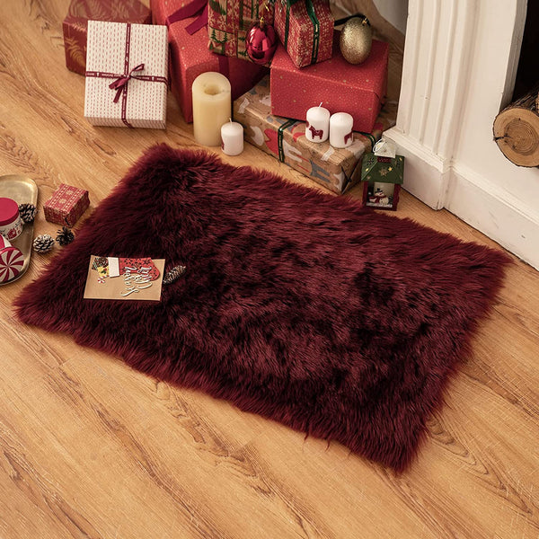 MIULEE Christmas Luxury Super Soft Fluffy Area Rug Faux Fur Rug Decorative Plush Shaggy Carpet 1 Pack