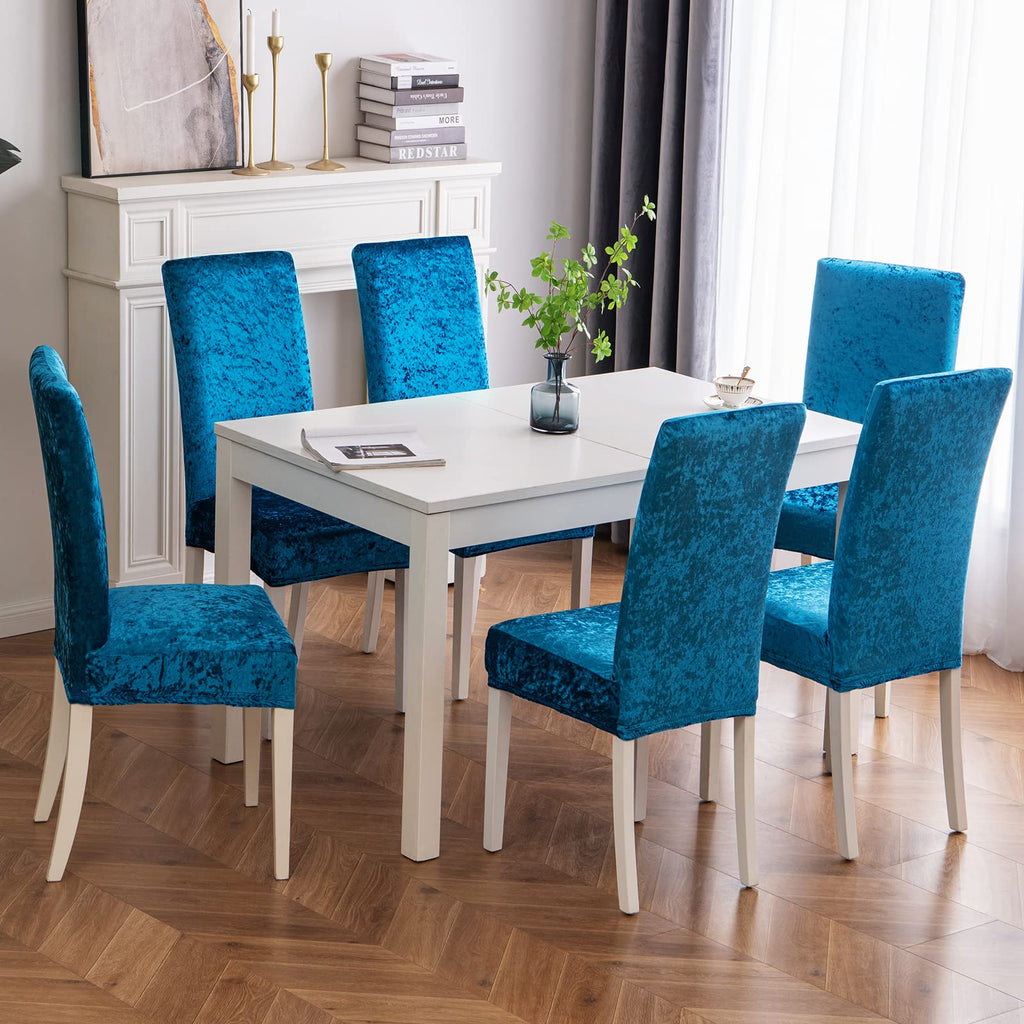 MIULEE Velvet Chair Covers for Dining Room 6 Pack