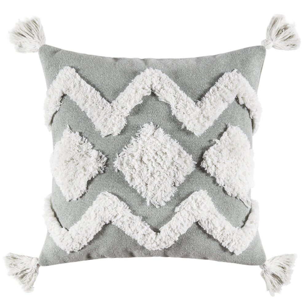 MIULEE Decorative Throw Pillow Cover Tribal Boho Woven Tufted Pillowcase with Tassels 1 Pack