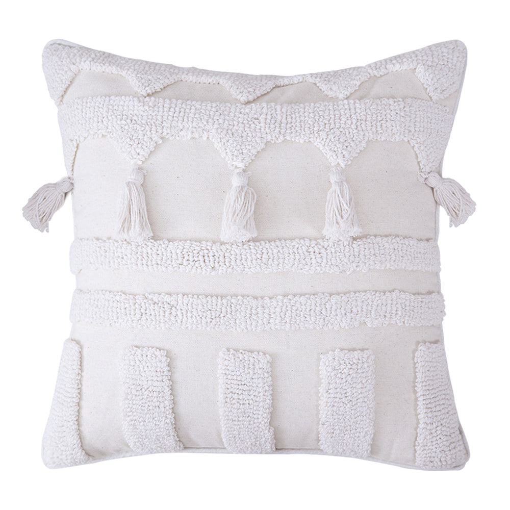 MIULEE Tufted Decorative Throw Pillow Cover Morocca Lumbar Pillowcase with Tassles Accent Cushion Case 1 Pack.