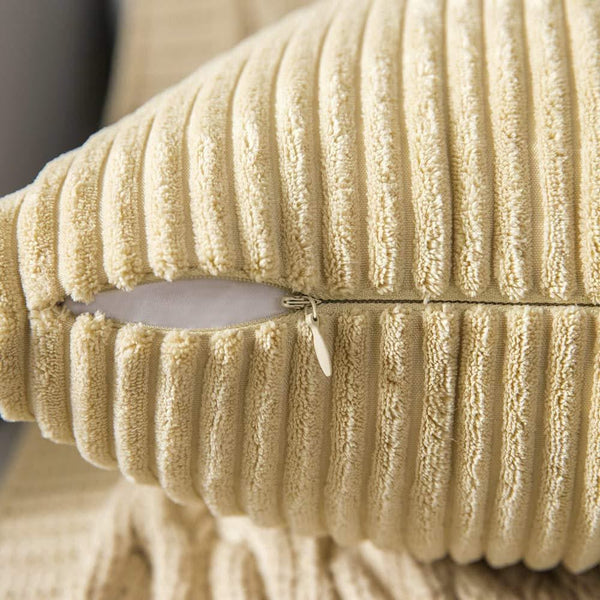MIULEE Light Yellow Throw Pillow Covers Corduroy Soft Soild Decorative