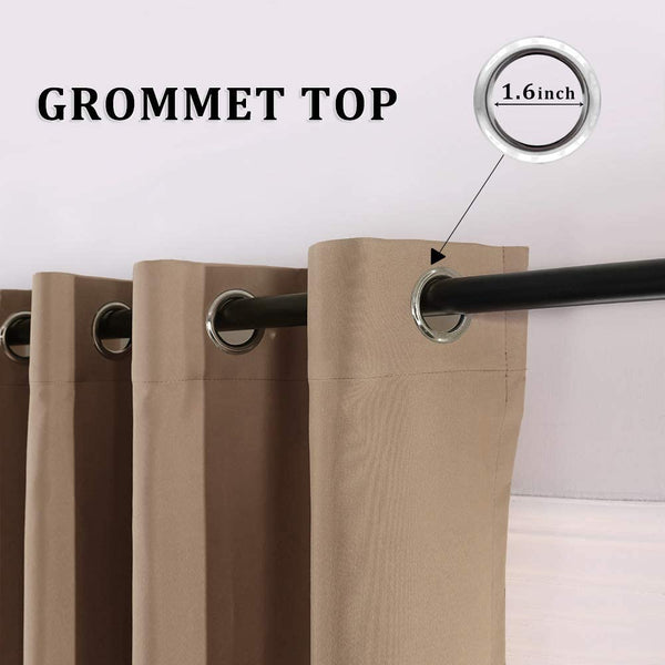 MIULEE 100% Blackout Curtains Brown Thermal Insulated Solid Grommet Curtains/Drapes/Shades 2 Panels.
