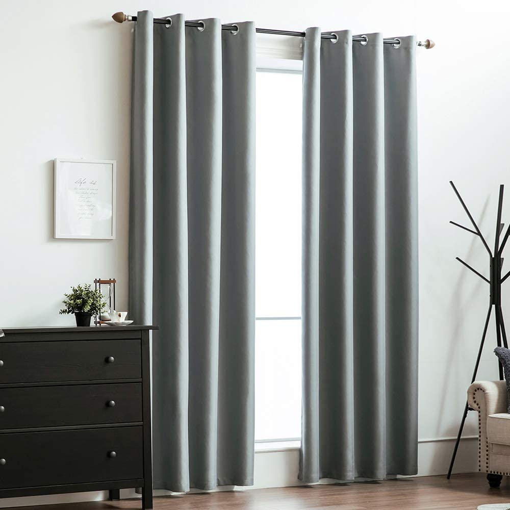 MIULEE Blackout Curtains Silver Grey Thermal Insulated Solid Grommet Curtains/Drapes/Shades 2 Panels.