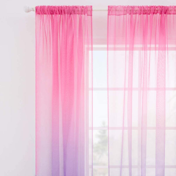 MIULEE Ombre Sheer Curtains Semi Transparent Window Treatments Voile Drapes Rod Pocket Nursery Girl Curtains for Girls 2 Panels