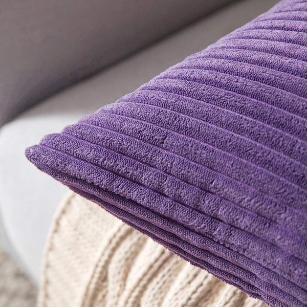 MIULEE Purple Throw Pillow Covers Corduroy Soft Soild Decorative Square Cushion Covers 2 Pack.