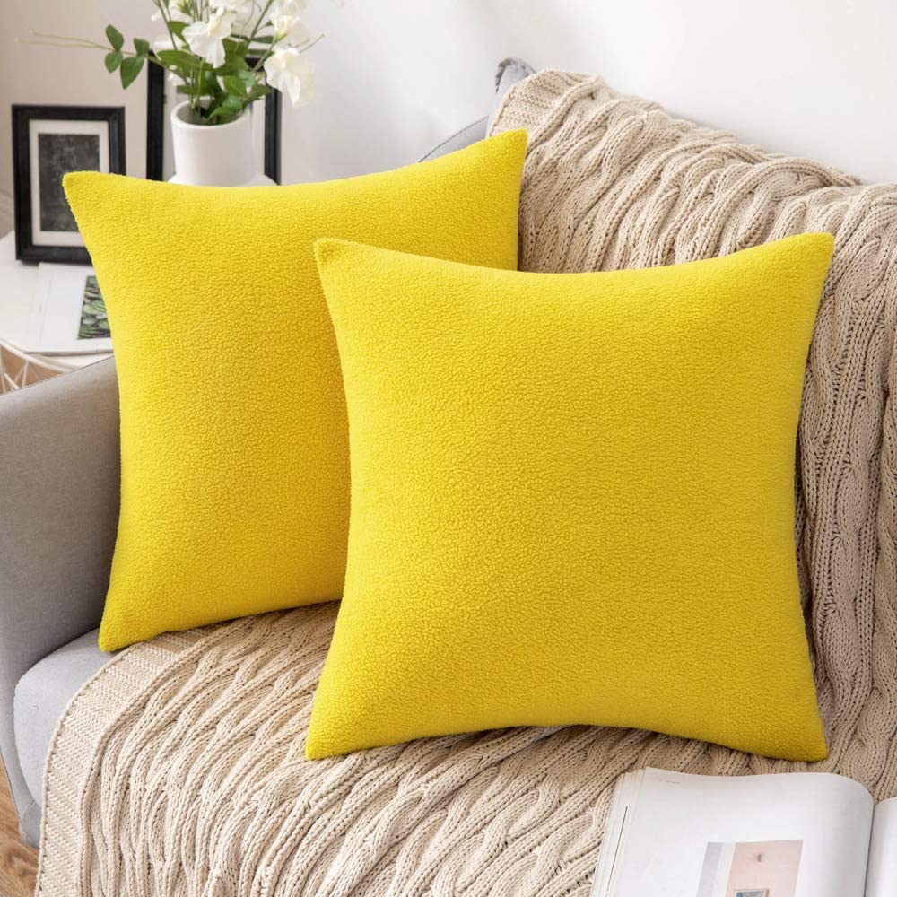 MIULEE Throw Pillow Covers Decorative Polar Fleece Cushion Cases Farmhouse Pillowcases for Couch Sofa 2 Pack