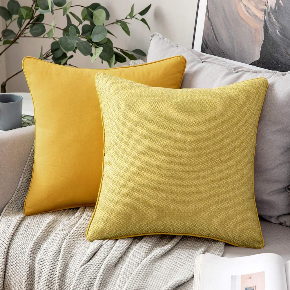 MIULEE Linen Throw Pillow Covers Decorative Cotton Soft Square Cushion Cases Modern Pillowcases for Couch Bed Sofa 2 Pack