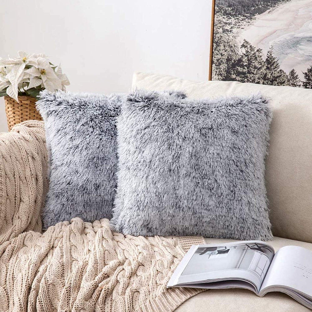MIULEE Ultra Soft Fluffy Throw Pillow Covers Decorative Plush Shaggy D
